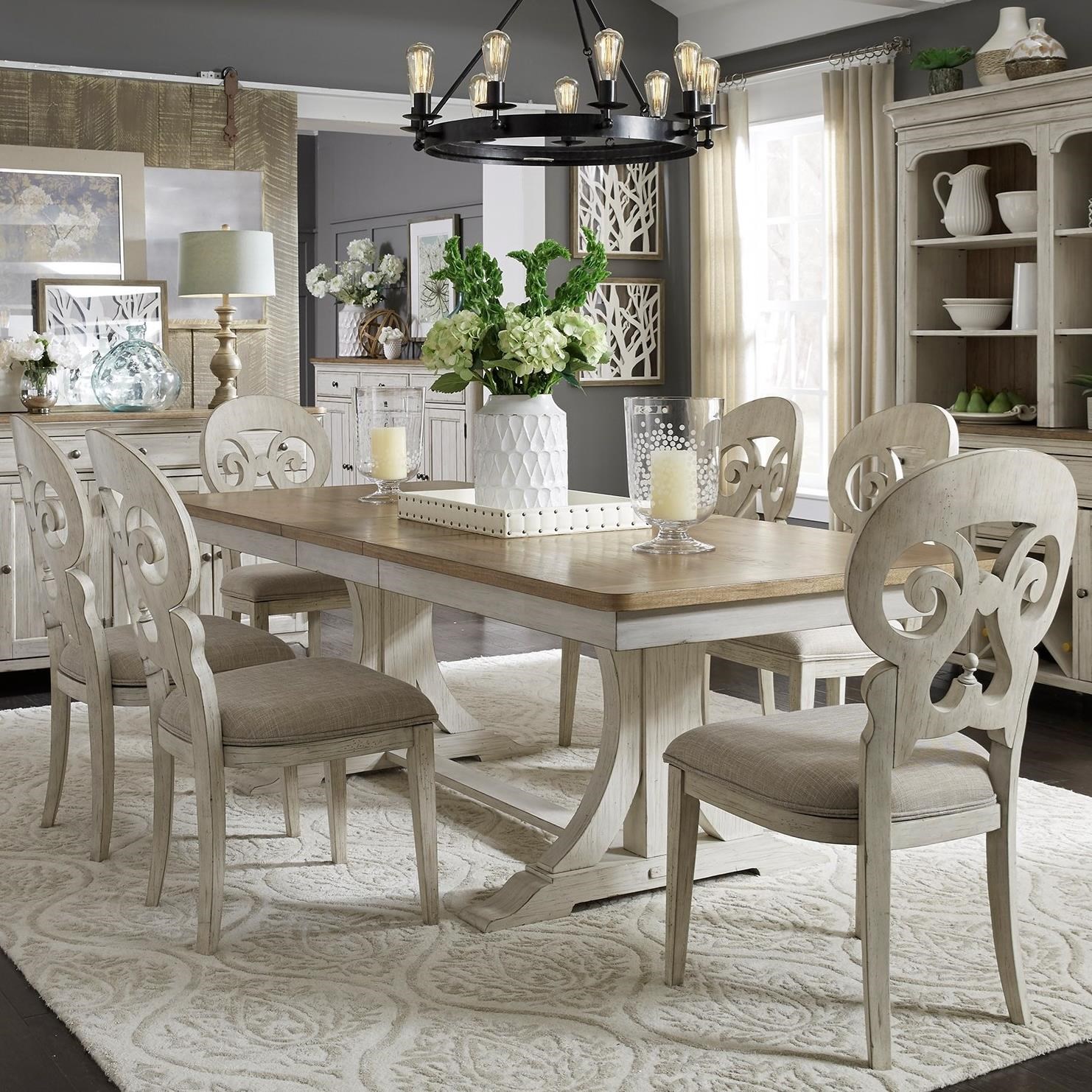 Farmhouse trestle 2025 dining table set